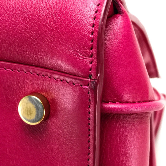 SAINT LAURENT PARIS Tote Bag 324823 leather Fusha pink Small Classic Sac de Jour Women Used Authentic