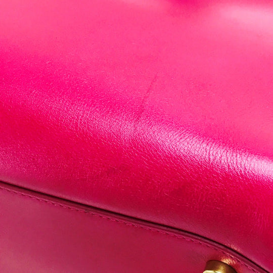 SAINT LAURENT PARIS Tote Bag 324823 leather Fusha pink Small Classic Sac de Jour Women Used Authentic