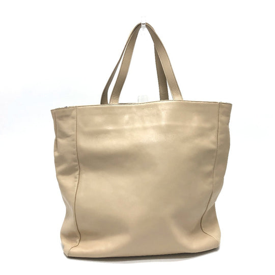 SAINT LAURENT PARIS Tote Bag leather beige logo Women Used Authentic