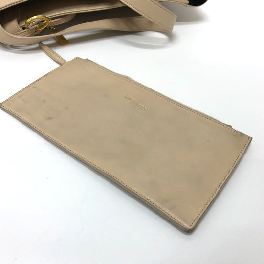 SAINT LAURENT PARIS Tote Bag leather beige logo Women Used Authentic