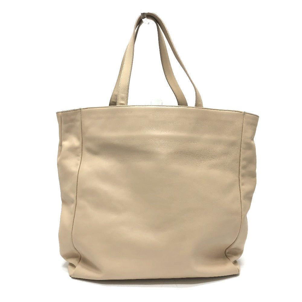 SAINT LAURENT PARIS Tote Bag leather beige logo Women Used Authentic