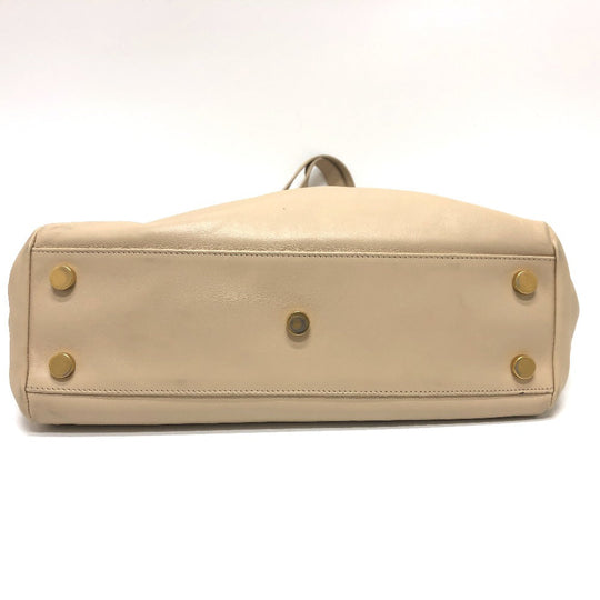 SAINT LAURENT PARIS Tote Bag leather beige logo Women Used Authentic