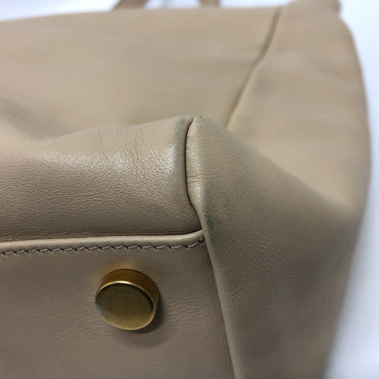 SAINT LAURENT PARIS Tote Bag leather beige logo Women Used Authentic