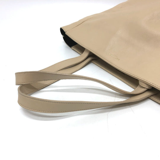 SAINT LAURENT PARIS Tote Bag leather beige logo Women Used Authentic