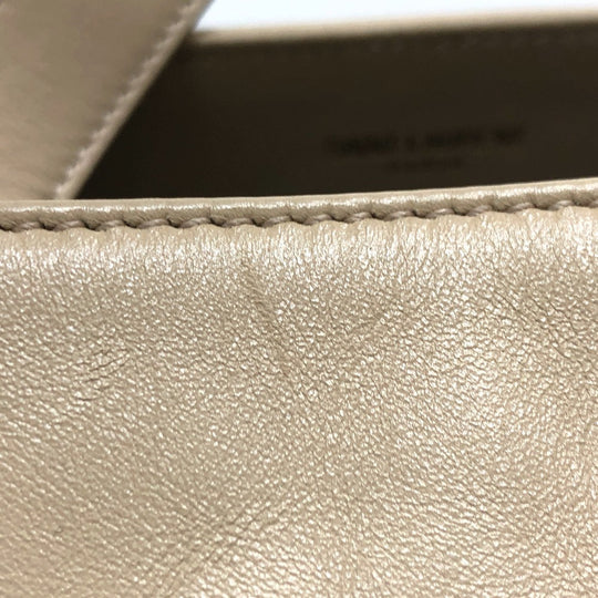 SAINT LAURENT PARIS Tote Bag leather beige logo Women Used Authentic