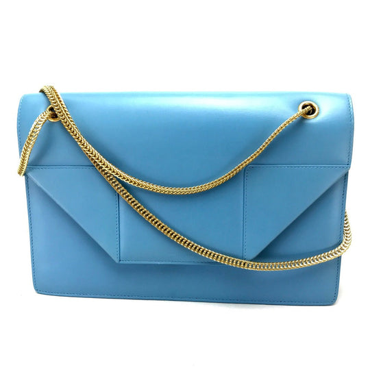SAINT LAURENT PARIS Shoulder Bag leather sky blue Shoulder Crossbody Shoulder Bag Women Used Authentic