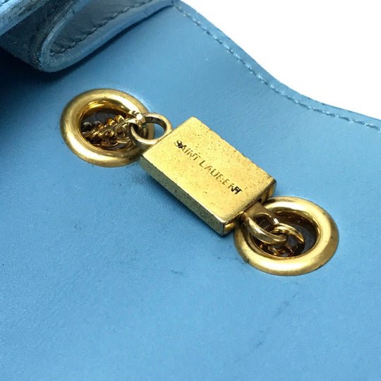 SAINT LAURENT PARIS Shoulder Bag leather sky blue Shoulder Crossbody Shoulder Bag Women Used Authentic
