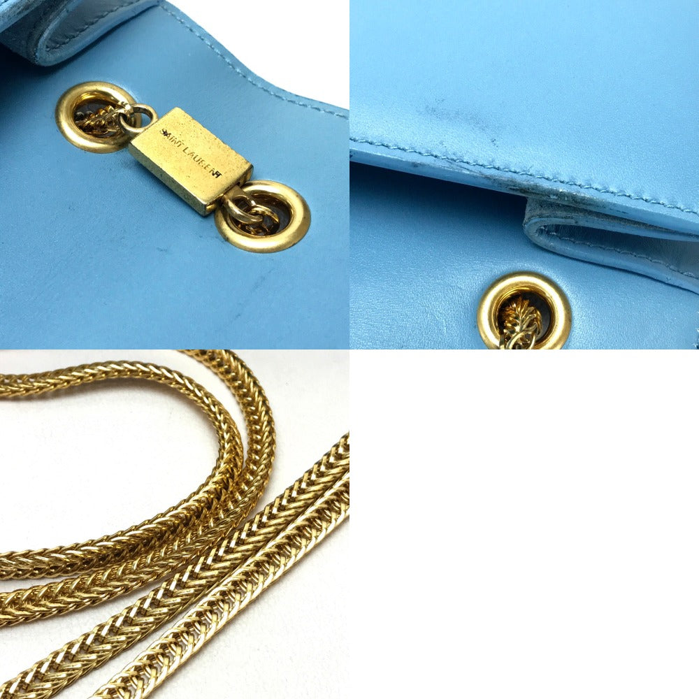 SAINT LAURENT PARIS Shoulder Bag leather sky blue Shoulder Crossbody Shoulder Bag Women Used Authentic