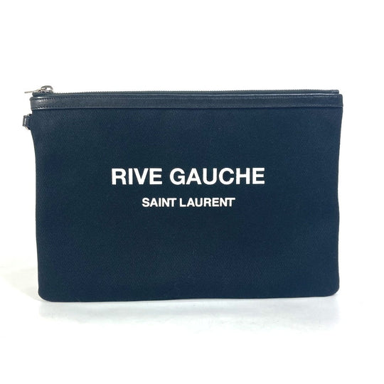 SAINT LAURENT PARIS Clutch bag 581369 Canvas / leather black RIVE GAUCHE mens Used Authentic