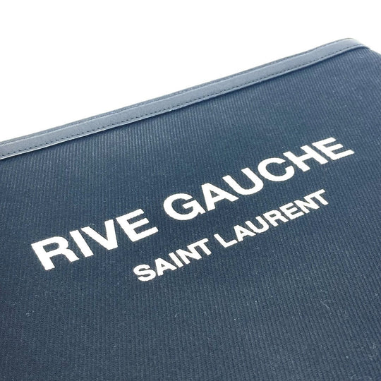 SAINT LAURENT PARIS Clutch bag 581369 Canvas / leather black RIVE GAUCHE mens Used Authentic