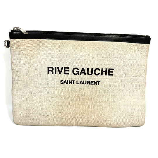 SAINT LAURENT PARIS Clutch bag 565722 Coated canvas, leather gray Pouch RIVE GAUCHE mens Used Authentic