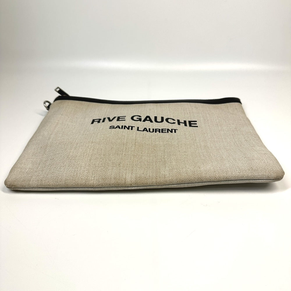 SAINT LAURENT PARIS Clutch bag 565722 Coated canvas, leather gray Pouch RIVE GAUCHE mens Used Authentic