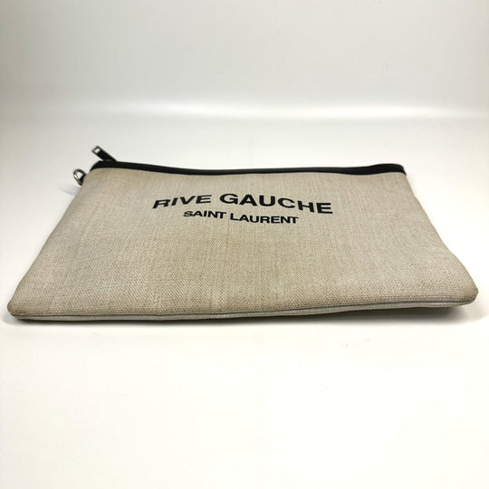 SAINT LAURENT PARIS Clutch bag 565722 Coated canvas, leather gray Pouch RIVE GAUCHE mens Used Authentic