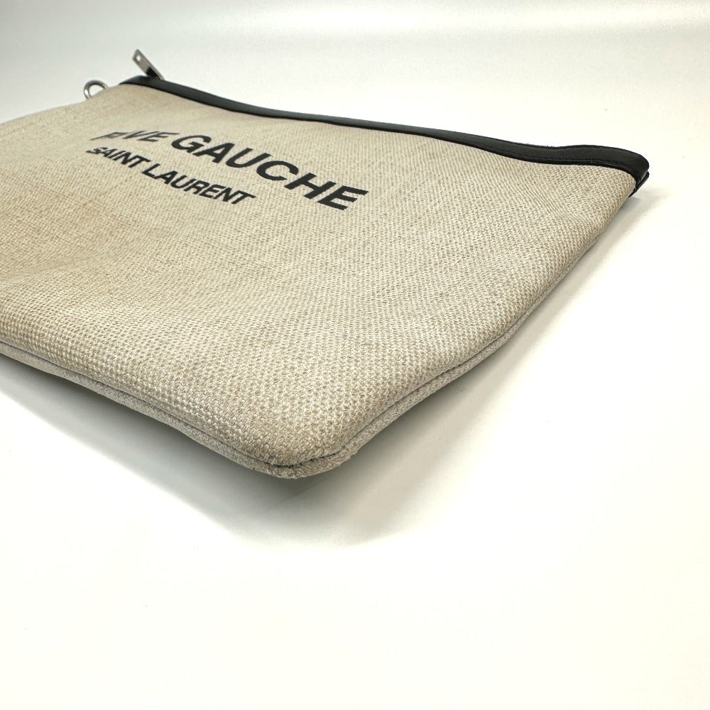 SAINT LAURENT PARIS Clutch bag 565722 Coated canvas, leather gray Pouch RIVE GAUCHE mens Used Authentic