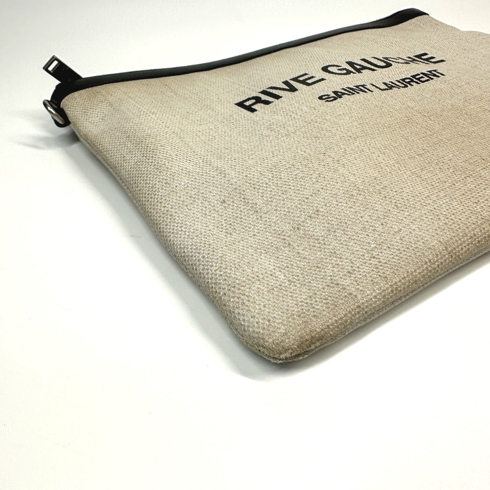 SAINT LAURENT PARIS Clutch bag 565722 Coated canvas, leather gray Pouch RIVE GAUCHE mens Used Authentic