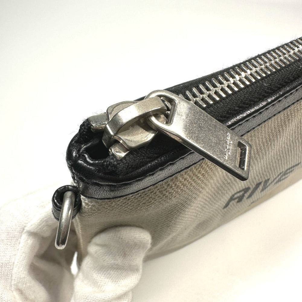 SAINT LAURENT PARIS Clutch bag 565722 Coated canvas, leather gray Pouch RIVE GAUCHE mens Used Authentic