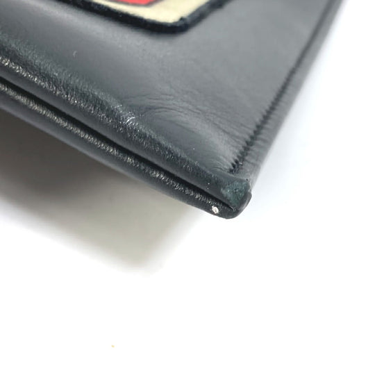 SAINT LAURENT PARIS Clutch bag 397295 leather black Pouch logo patch mens Used Authentic