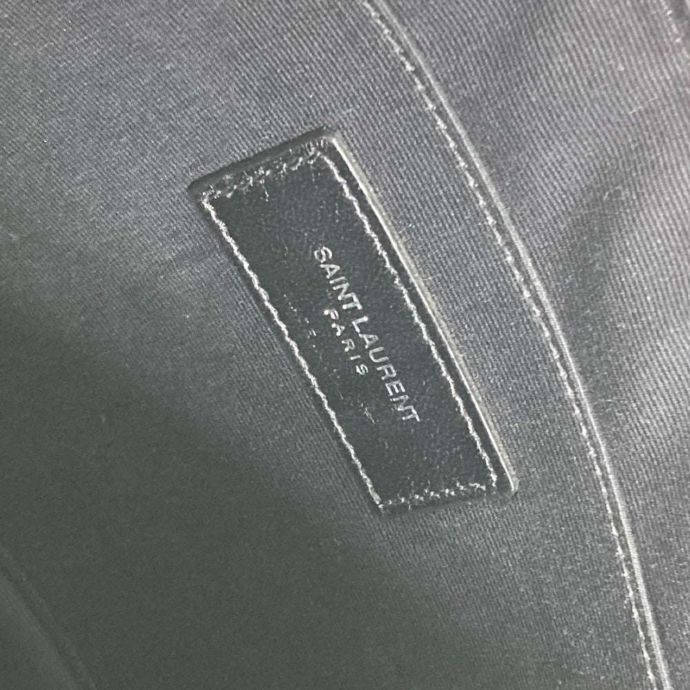 SAINT LAURENT PARIS Clutch bag 397295 leather black Pouch logo patch mens Used Authentic