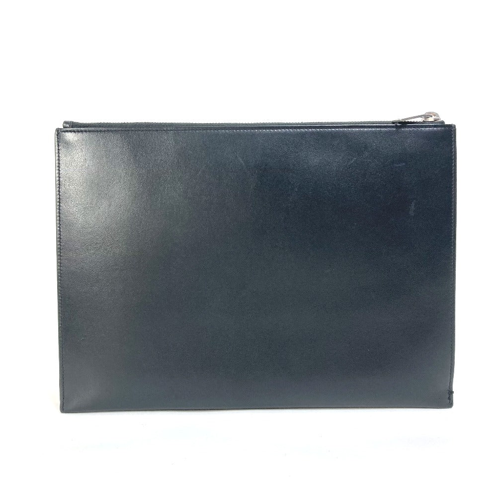 SAINT LAURENT PARIS Clutch bag 397295 leather black Pouch logo patch mens Used Authentic