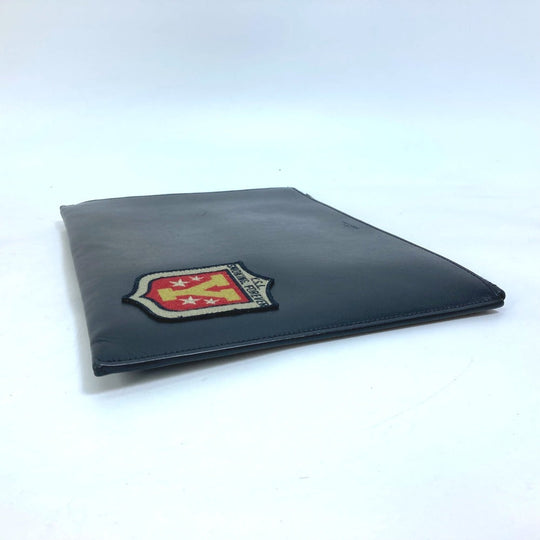 SAINT LAURENT PARIS Clutch bag 397295 leather black Pouch logo patch mens Used Authentic