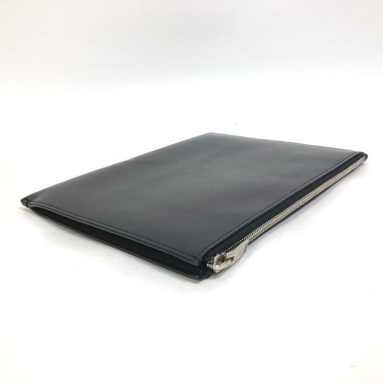 SAINT LAURENT PARIS Clutch bag 397295 leather black Pouch logo patch mens Used Authentic
