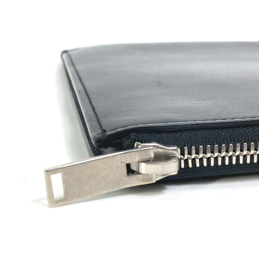 SAINT LAURENT PARIS Clutch bag 397295 leather black Pouch logo patch mens Used Authentic