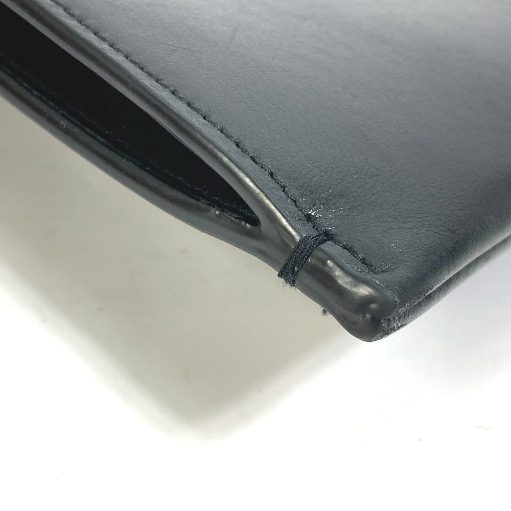 SAINT LAURENT PARIS Clutch bag 397295 leather black Pouch logo patch mens Used Authentic