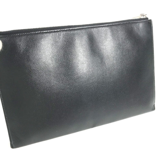 SAINT LAURENT PARIS Clutch bag 375950 leather black pouch bag logo mens Used Authentic