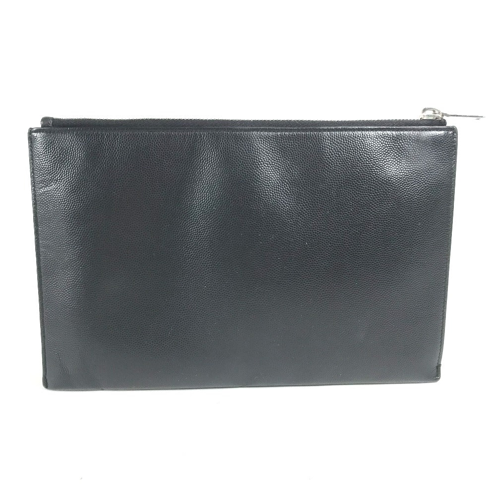 SAINT LAURENT PARIS Clutch bag 375950 leather black pouch bag logo mens Used Authentic