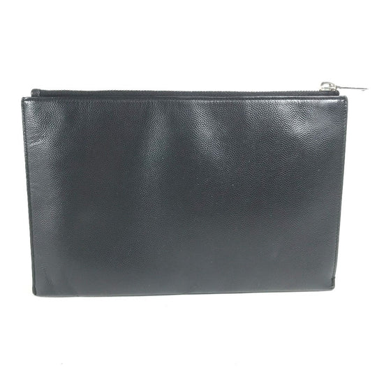 SAINT LAURENT PARIS Clutch bag 375950 leather black pouch bag logo mens Used Authentic