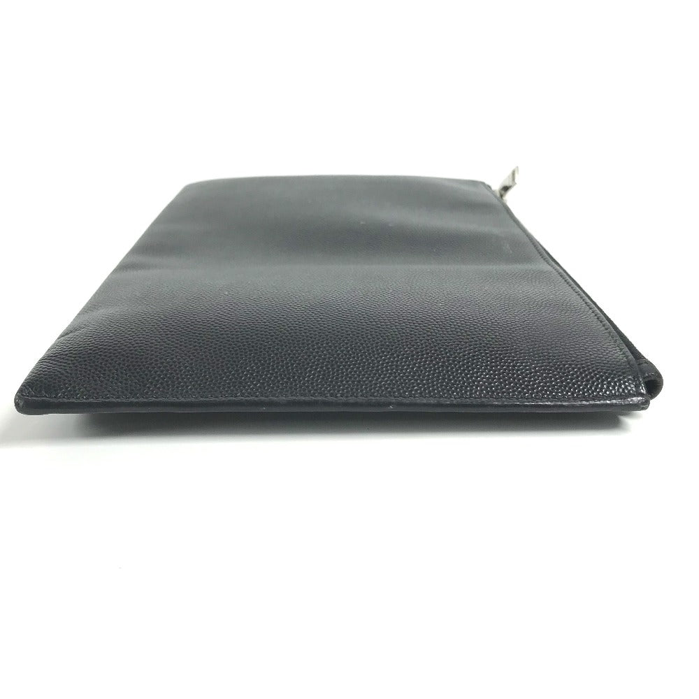 SAINT LAURENT PARIS Clutch bag 375950 leather black pouch bag logo mens Used Authentic