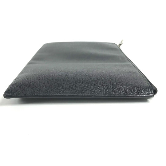 SAINT LAURENT PARIS Clutch bag 375950 leather black pouch bag logo mens Used Authentic