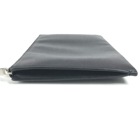SAINT LAURENT PARIS Clutch bag 375950 leather black pouch bag logo mens Used Authentic