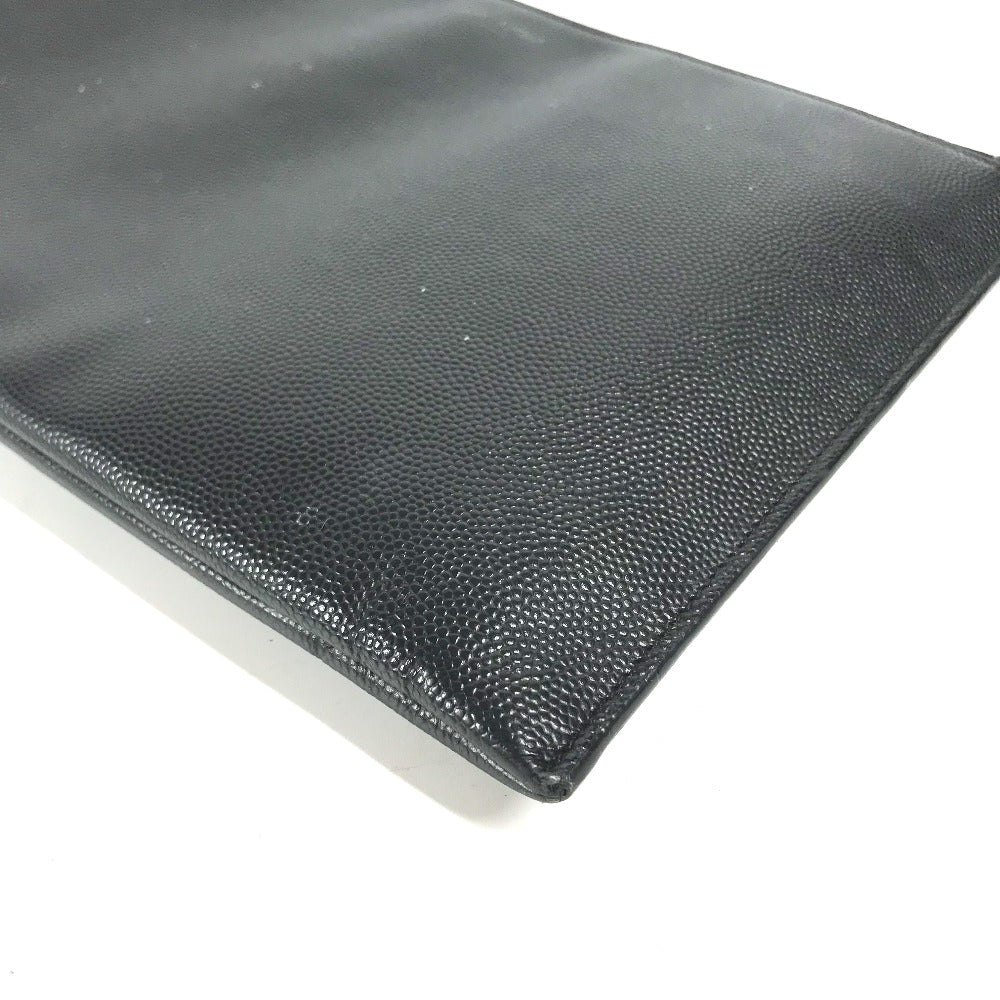 SAINT LAURENT PARIS Clutch bag 375950 leather black pouch bag logo mens Used Authentic