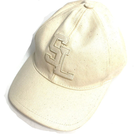 SAINT LAURENT PARIS cap 690975 cotton beige logo Women 57 Used Authentic