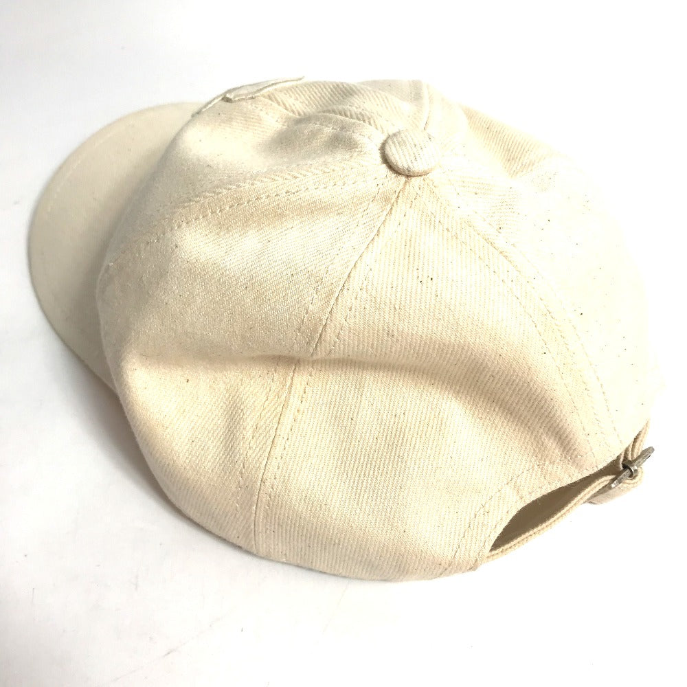 SAINT LAURENT PARIS cap 690975 cotton beige logo Women 57 Used Authentic