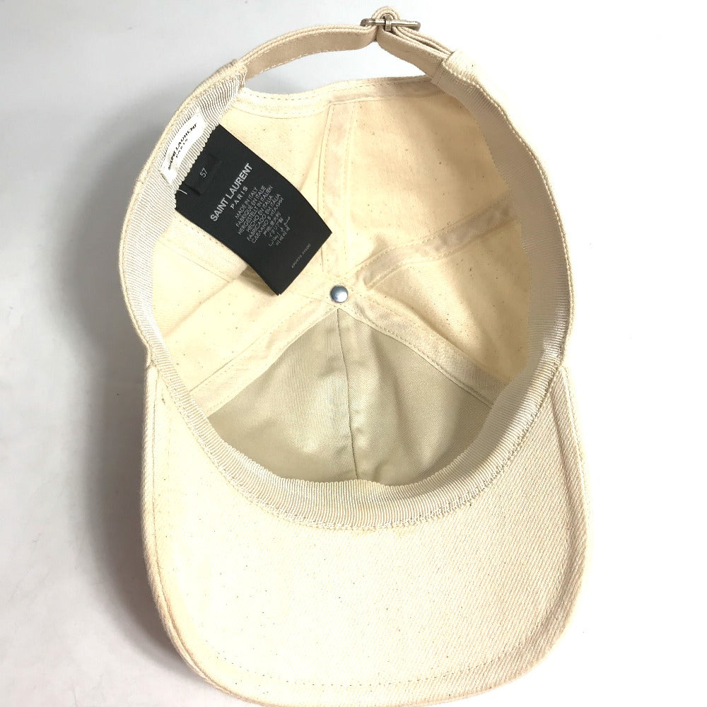 SAINT LAURENT PARIS cap 690975 cotton beige logo Women 57 Used Authentic