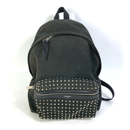 SAINT LAURENT PARIS Backpack 360206 canvas black Bag bag Studs unisex(Unisex) Used Authentic