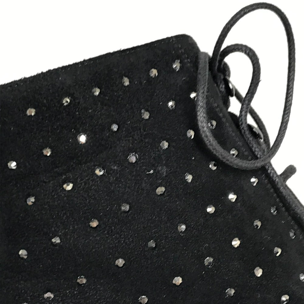 SAINT LAURENT PARIS boots 352375 Suede, Rhinestone black KID SCAMOSCIATO Women 36 Used Authentic