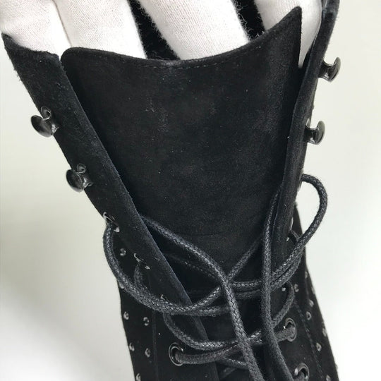 SAINT LAURENT PARIS boots 352375 Suede, Rhinestone black KID SCAMOSCIATO Women 36 Used Authentic