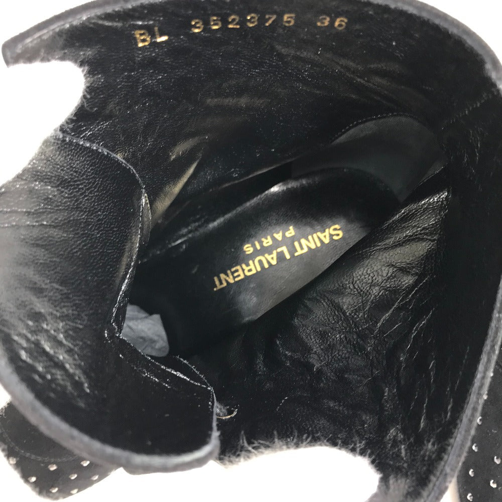 SAINT LAURENT PARIS boots 352375 Suede, Rhinestone black KID SCAMOSCIATO Women 36 Used Authentic