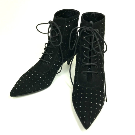 SAINT LAURENT PARIS boots 352375 Suede, Rhinestone black KID SCAMOSCIATO Women 36 Used Authentic