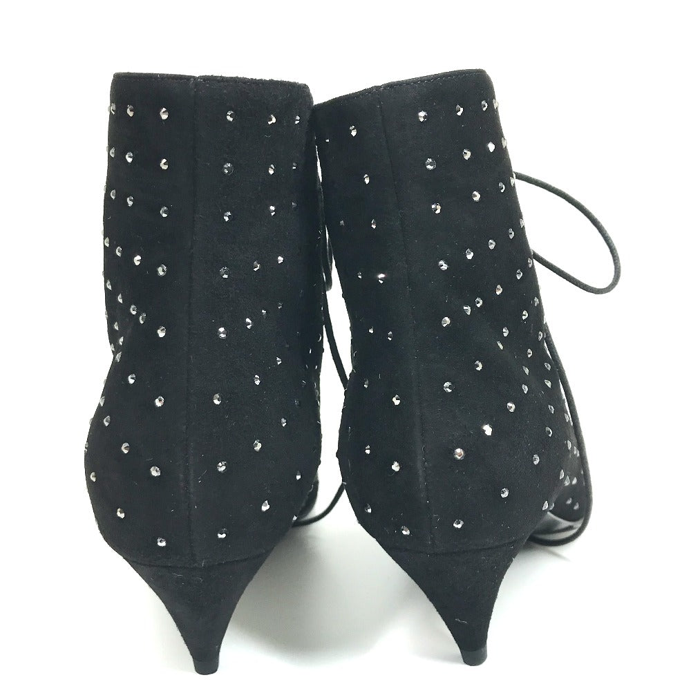 SAINT LAURENT PARIS boots 352375 Suede, Rhinestone black KID SCAMOSCIATO Women 36 Used Authentic
