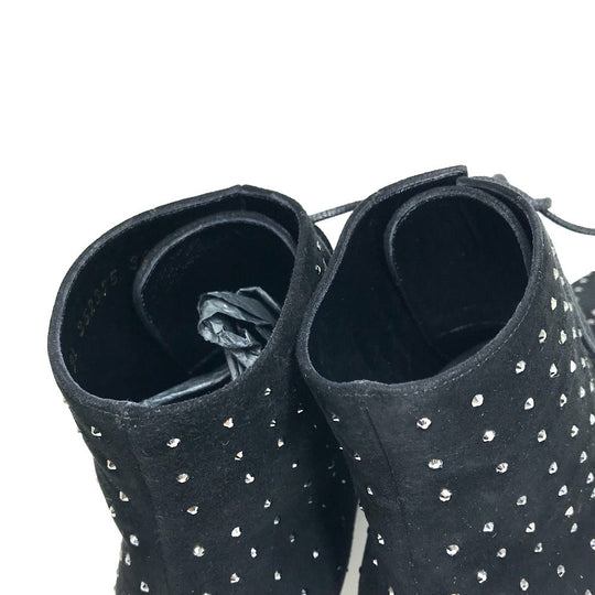 SAINT LAURENT PARIS boots 352375 Suede, Rhinestone black KID SCAMOSCIATO Women 36 Used Authentic