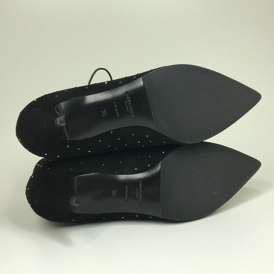SAINT LAURENT PARIS boots 352375 Suede, Rhinestone black KID SCAMOSCIATO Women 36 Used Authentic
