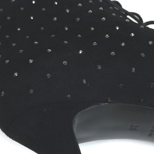 SAINT LAURENT PARIS boots 352375 Suede, Rhinestone black KID SCAMOSCIATO Women 36 Used Authentic