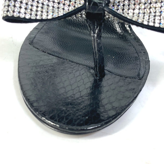 SAINT LAURENT PARIS Sandals 606419 leather black Mule thong ribbon ribbon swarovski Women 36 Used Authentic