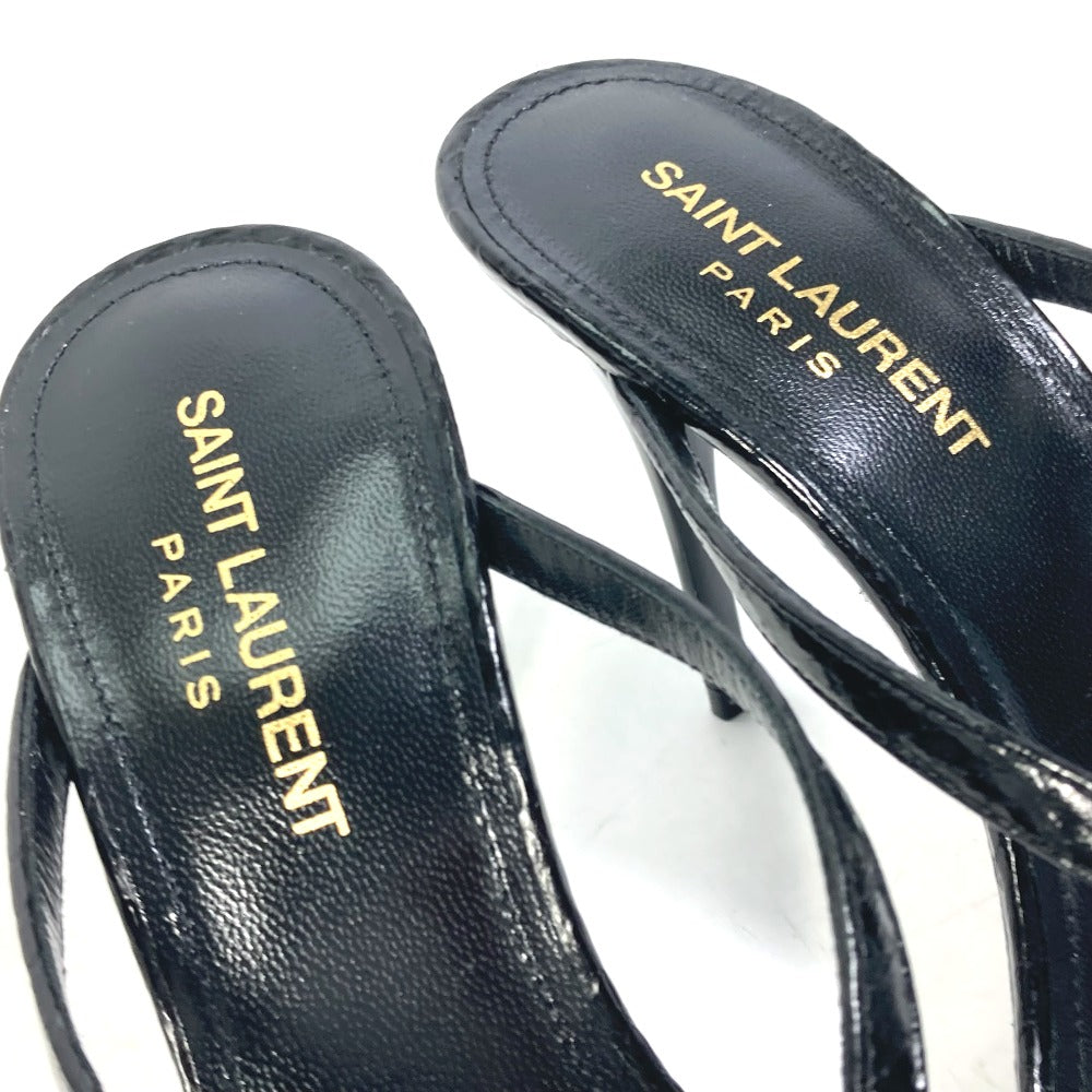 SAINT LAURENT PARIS Sandals 606419 leather black Mule thong ribbon ribbon swarovski Women 36 Used Authentic