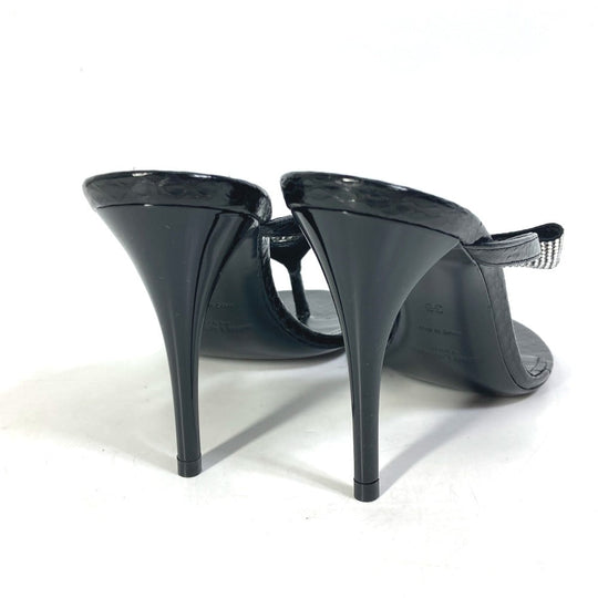 SAINT LAURENT PARIS Sandals 606419 leather black Mule thong ribbon ribbon swarovski Women 36 Used Authentic