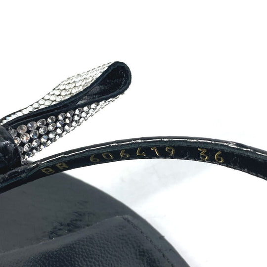 SAINT LAURENT PARIS Sandals 606419 leather black Mule thong ribbon ribbon swarovski Women 36 Used Authentic